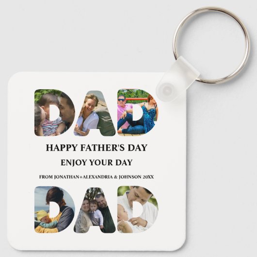 Creëer je eigen Happy vaders dag 6 fotocollage Sleutelhanger (Achterkant)