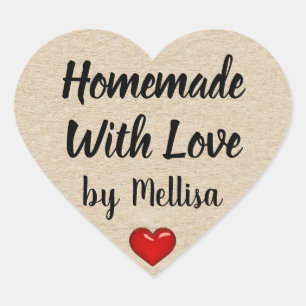 Creëer je eigen Homemade met liefde bedankt Hart Sticker