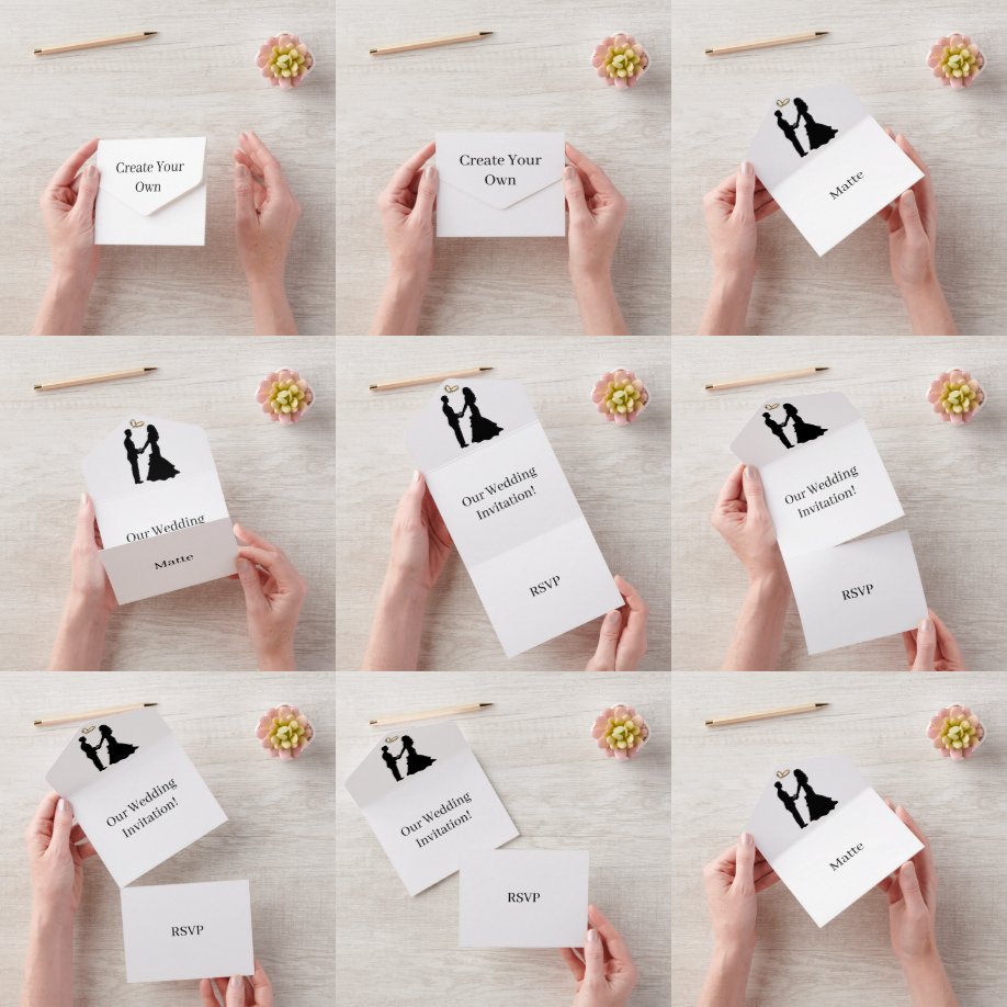 Creëer je eigen huwelijk RSVP White All In One Uitnodiging