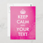 Creëer je eigen "Keep Calm" (roze grunge) Briefkaart (Voorkant / Achterkant)