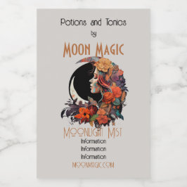 Creëer je eigen kleurrijke bloemenboho moon wijn etiket