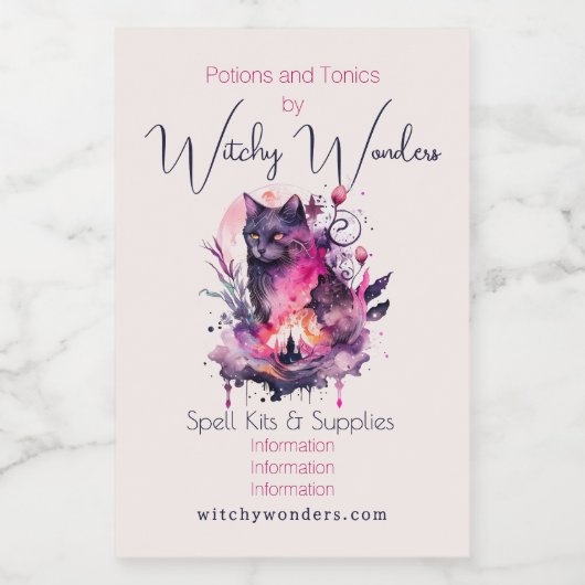 Creëer Je eigen Magic Black Cat Apothecary Voedselcontainer Etiket (Enkel label)