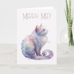 Creëer je eigen magische witte kat feestdagen kaart
