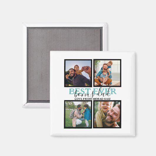 Creëer je eigen Modern Bonus Pap 4 Foto Collage Magneet (Voorkant / Achterkant)