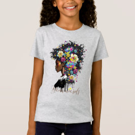 Creëer Je eigen mooie bloemen zwart meisje T-shirt