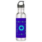 Creëer Je eigen mooie Iridescent blauwe bloem Waterfles (Voorkant)