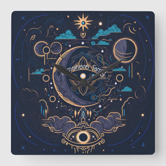 Creëer Je eigen mystieke hemelse maan Vierkante Klok (Voorkant)