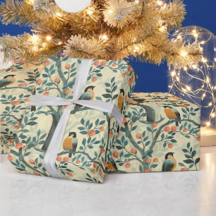 Creëer Je Eigen Oriole Vogels Fruitboom Cadeaupapier