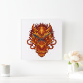 Creëer Je eigen rode drakenhoofd Vierkante Klok (Huis)