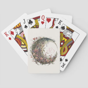 Creëer Je Eigen Romantische Rozen Bloem Maane Pokerkaarten