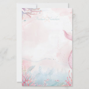 Creëer Je Eigen Roze Zeemeerminstaart Zeegezicht Briefpapier
