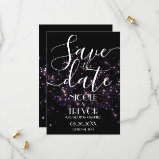 Creëer Je Eigen Ruimte Glitters op Zwarte Huwelijk Save The Date