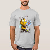 Creëer Je eigen Schattigee Bee Kind Blauw Daisy T-shirt (Voorkant)