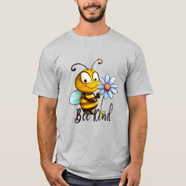 Creëer Je eigen Schattigee Bee Kind Blauw Daisy T-shirt