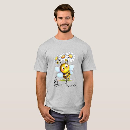 Creëer Je eigen Schattigee Bee Kind Daisies T-shirt (Voorkant volledig)