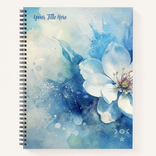 Creëer je eigen Shabby Chic Witte Theeroos Blauw Notitieboek (Voorkant)