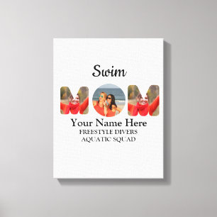 Creëer je eigen sportmam foto collage zwemt moeder canvas afdruk