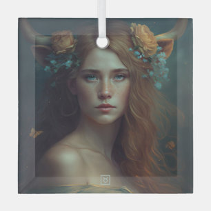 Creëer Je Eigen Stier Zon teken Zodiac Godin Glas Ornament