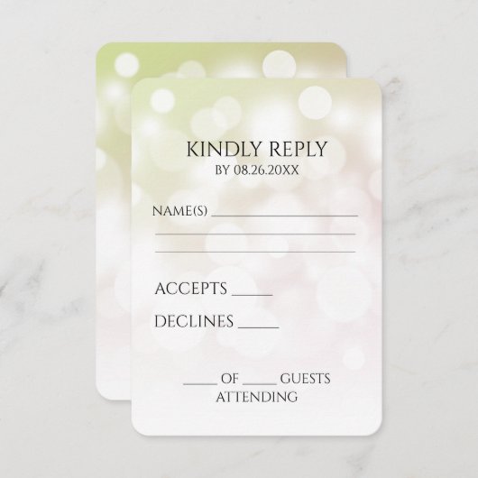 Creëer je eigen subtiele bokeh achtergrond RSVP kaartje (Voorkant / Achterkant)