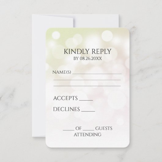 Creëer je eigen subtiele bokeh achtergrond RSVP kaartje (Voorkant)