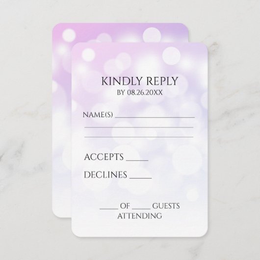 Creëer je eigen subtiele bokeh achtergrond RSVP kaartje (Voorkant / Achterkant)