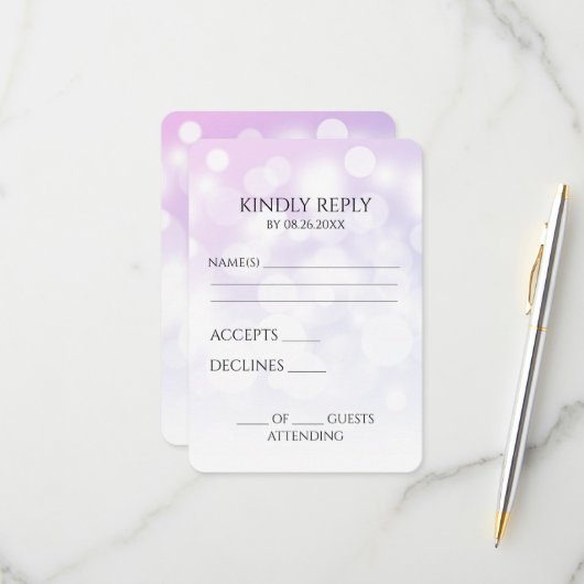 Creëer je eigen subtiele bokeh achtergrond RSVP kaartje (Voorkant / Achterkant in situ)