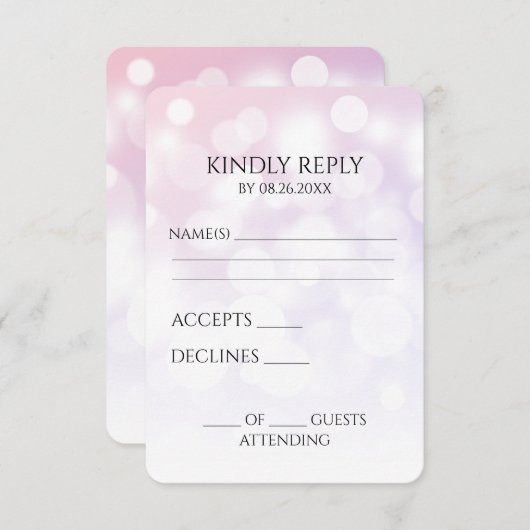 Creëer je eigen subtiele bokeh achtergrond RSVP kaartje (Voorkant / Achterkant)