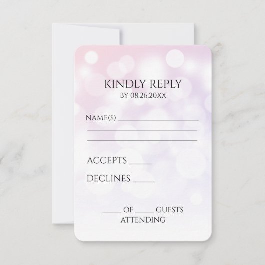 Creëer je eigen subtiele bokeh achtergrond RSVP kaartje (Voorkant)