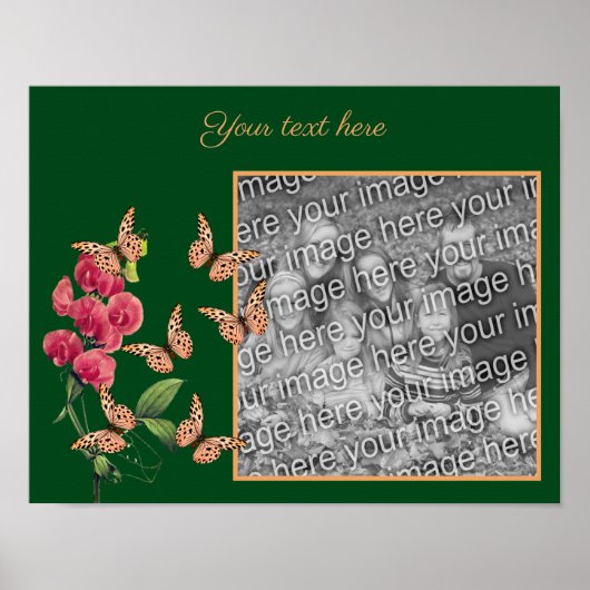 Creëer je eigen vlinders en bloemfoto poster (Voorkant)