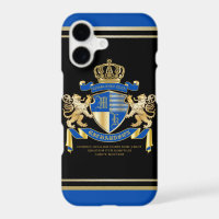 Creëer Je Eigen Wapen Blauw Gouden Leeuw Embleem