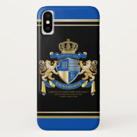 Creëer Je Eigen Wapen Blauw Gouden Leeuw Embleem