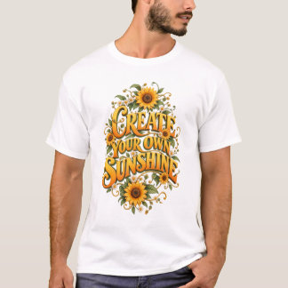 Creëer Je Eigen Zonneschijn Bloemrijke Typografie T-shirt