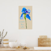 Creëer je leven citeert Blue Iris modern floral Poster (Keuken)