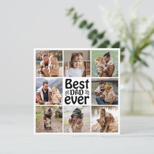 Creëer Jouw eigen 8 Foto Collage Beste vader ooit Kaart (Staand voorkant)