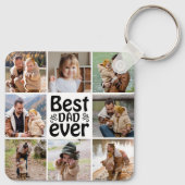 Creëer Jouw eigen 8 Foto Collage Beste vader ooit Sleutelhanger (Achterkant)