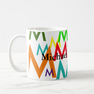 creëer kleurrijk patroon van initialen letters koffiemok