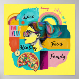 Creëer mijn droomleven: Geel zichtbord Poster