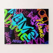 Creëer Naam  heldere kleuren en zwart Legpuzzel (Horizontaal)