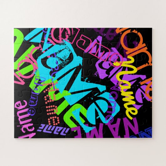 Creëer Naam  heldere kleuren en zwart Legpuzzel (Horizontaal)