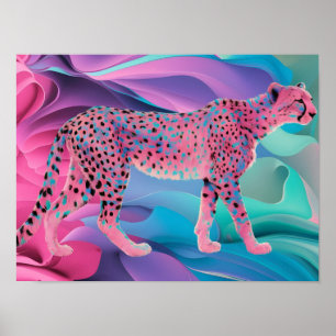 Creëer Pastel Cheetah Abstract Behang Poster