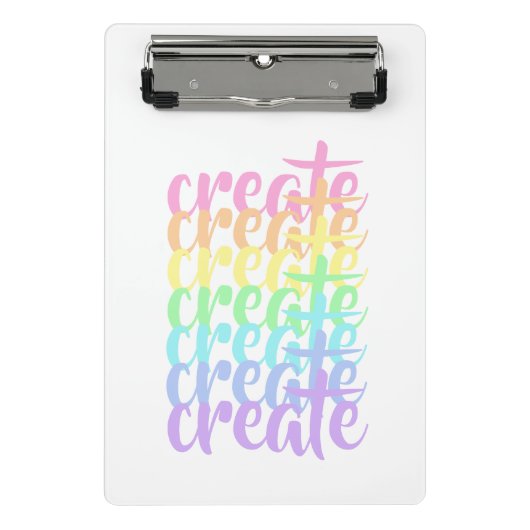 Creëer Pastel Rainbow Words Mini Clipboard Mini Klembord (Voorkant)