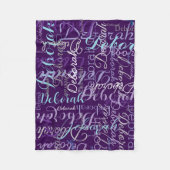 Creëer Personalized Name Typography Paarse Fleece Deken (Voorkant)
