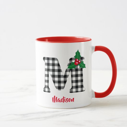 Creëer Persoonlijke naam Initiaal M Kerstmis Mok (Rechts)