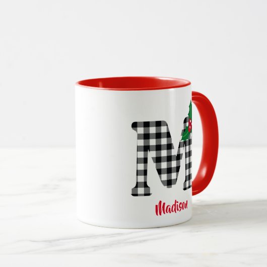 Creëer Persoonlijke naam Initiaal M Kerstmis Mok (Voorkant rechts)