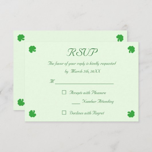 Creëer St Patrick's Day Party RSVP Invitation Kaar (Voorkant / Achterkant)