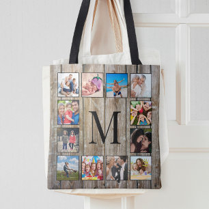 Creëer Uw aangepaste fotocollage Rustic Farmhouse Draagtas