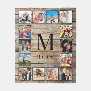 Creëer Uw aangepaste fotocollage Rustic Farmhouse Fleece Deken