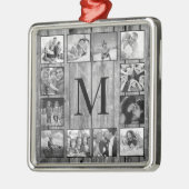 Creëer Uw aangepaste fotocollage Rustic Farmhouse Metalen Ornament (Links)