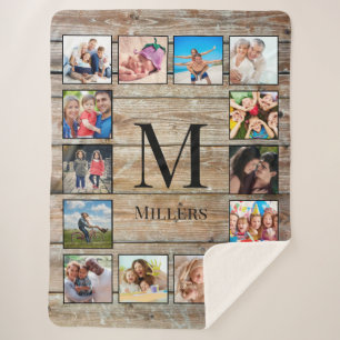 Creëer Uw aangepaste fotocollage Rustic Farmhouse Sherpa Deken