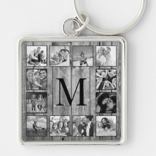 Creëer Uw aangepaste fotocollage Rustic Farmhouse Sleutelhanger